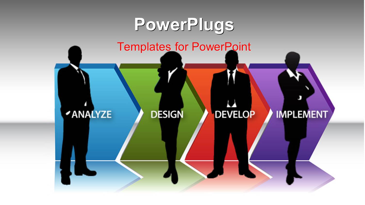 Silhouettes Standing by Arrows with Words Related to Software Development Cycle