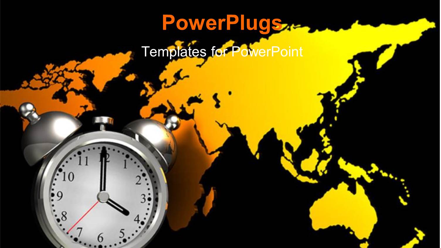 Silver Alarm Clock Over Yellow World Map in Background