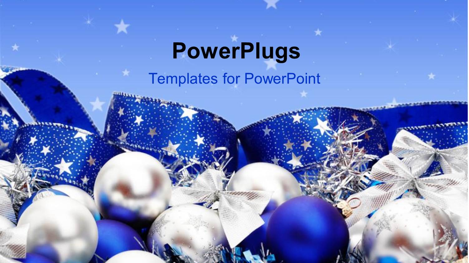 Silver and Blue Christmas Ornaments and Ribbon