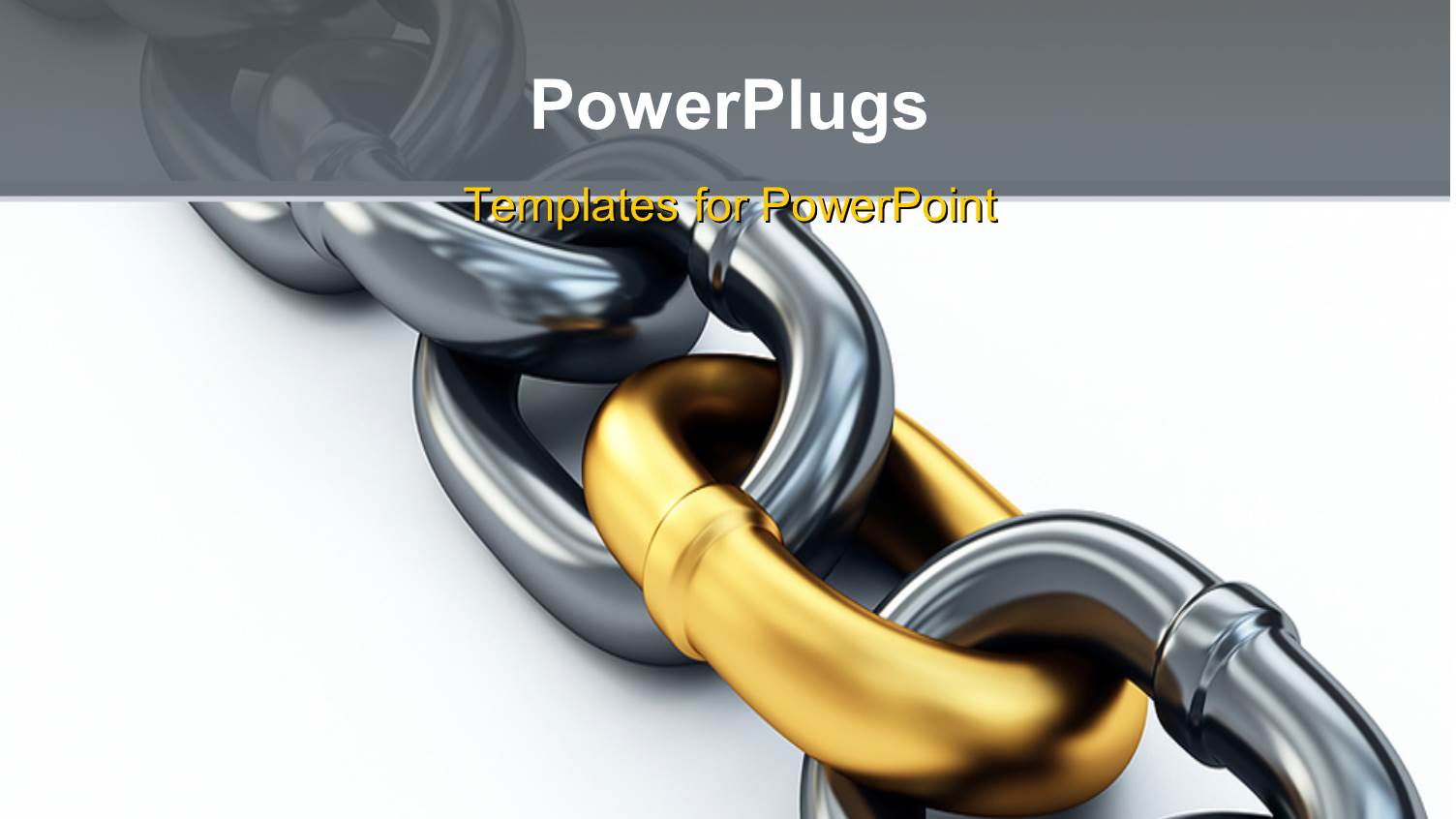 Silver Chain with One Gold Link on White Background