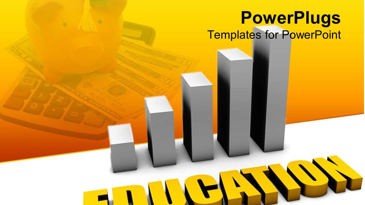 Silver Colored Bar Chart on a Yellow and White Background