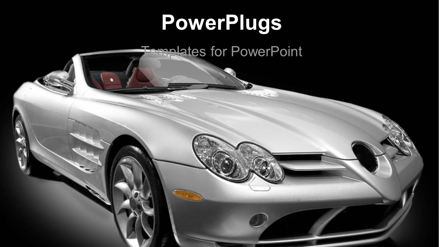 a Silver Colored Open Roof Luxury Car on a Black Background