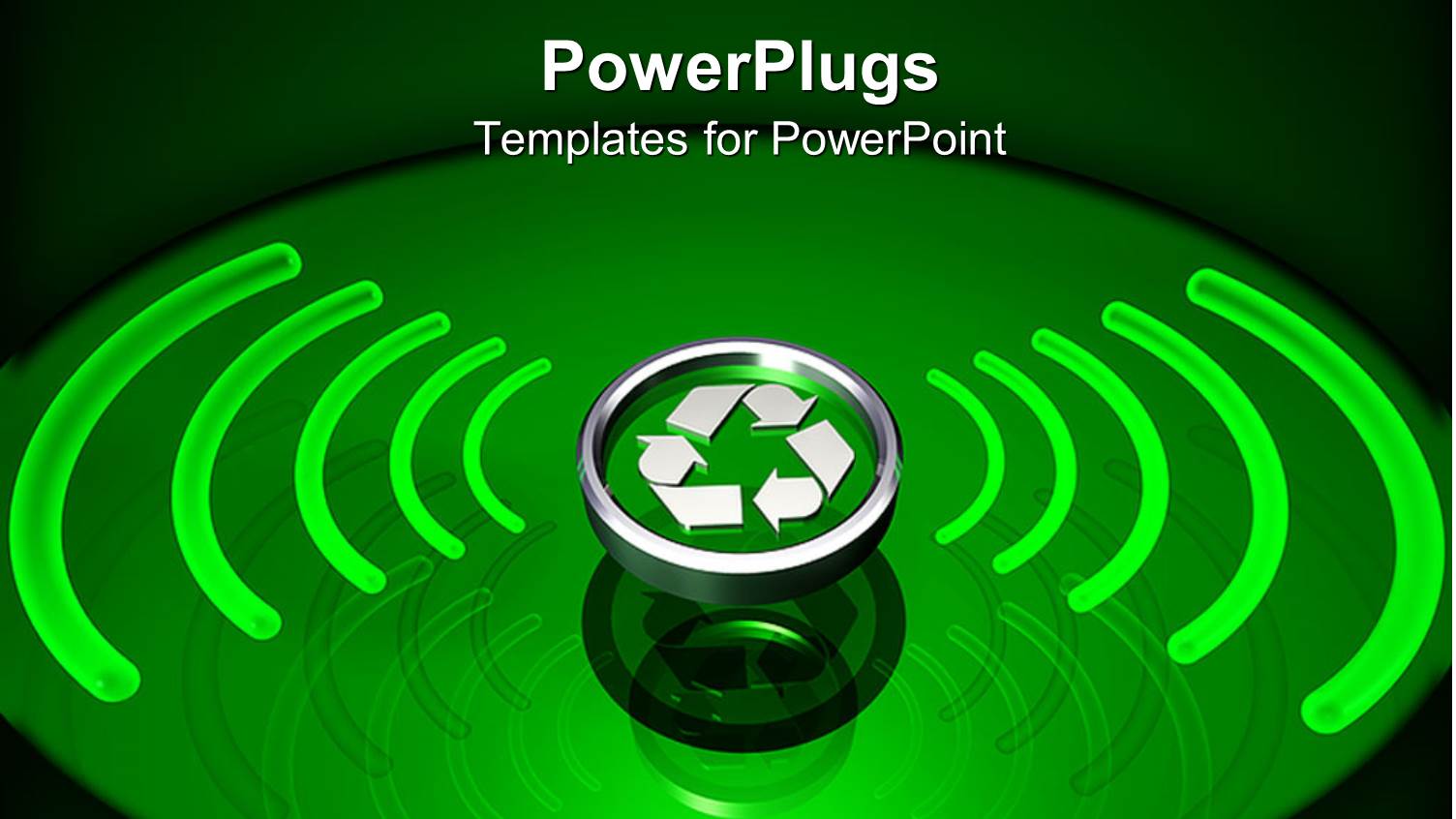 Silver Colored Recycle Symbol with Green Radiation Around it