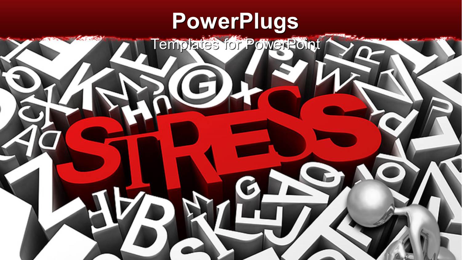 Silver Figure Kneeling Next to Red Stress in Middle of White Letters