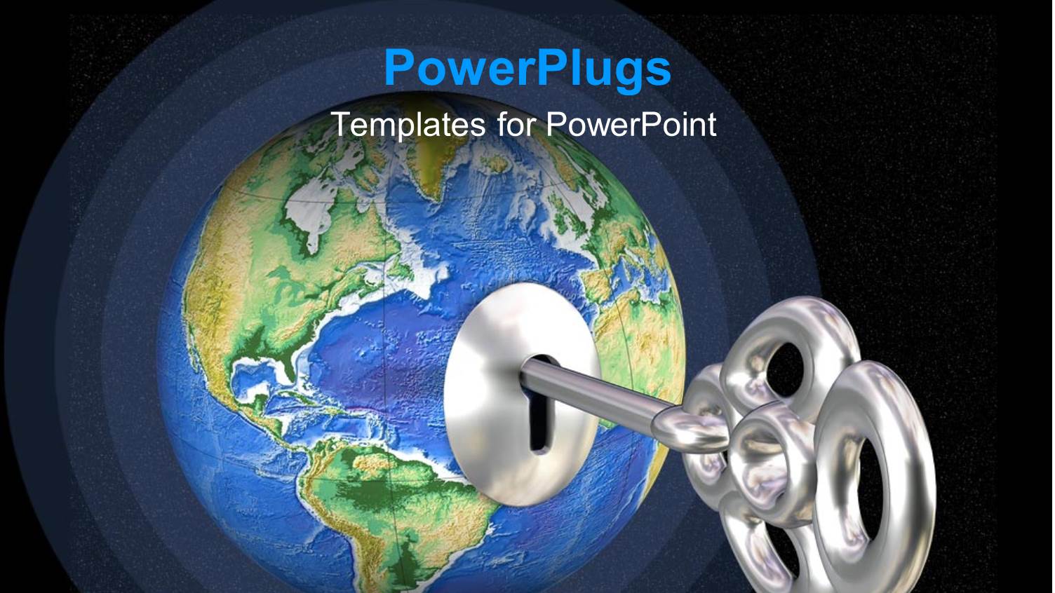 Silver Treasure Key Placed in Blue Globe