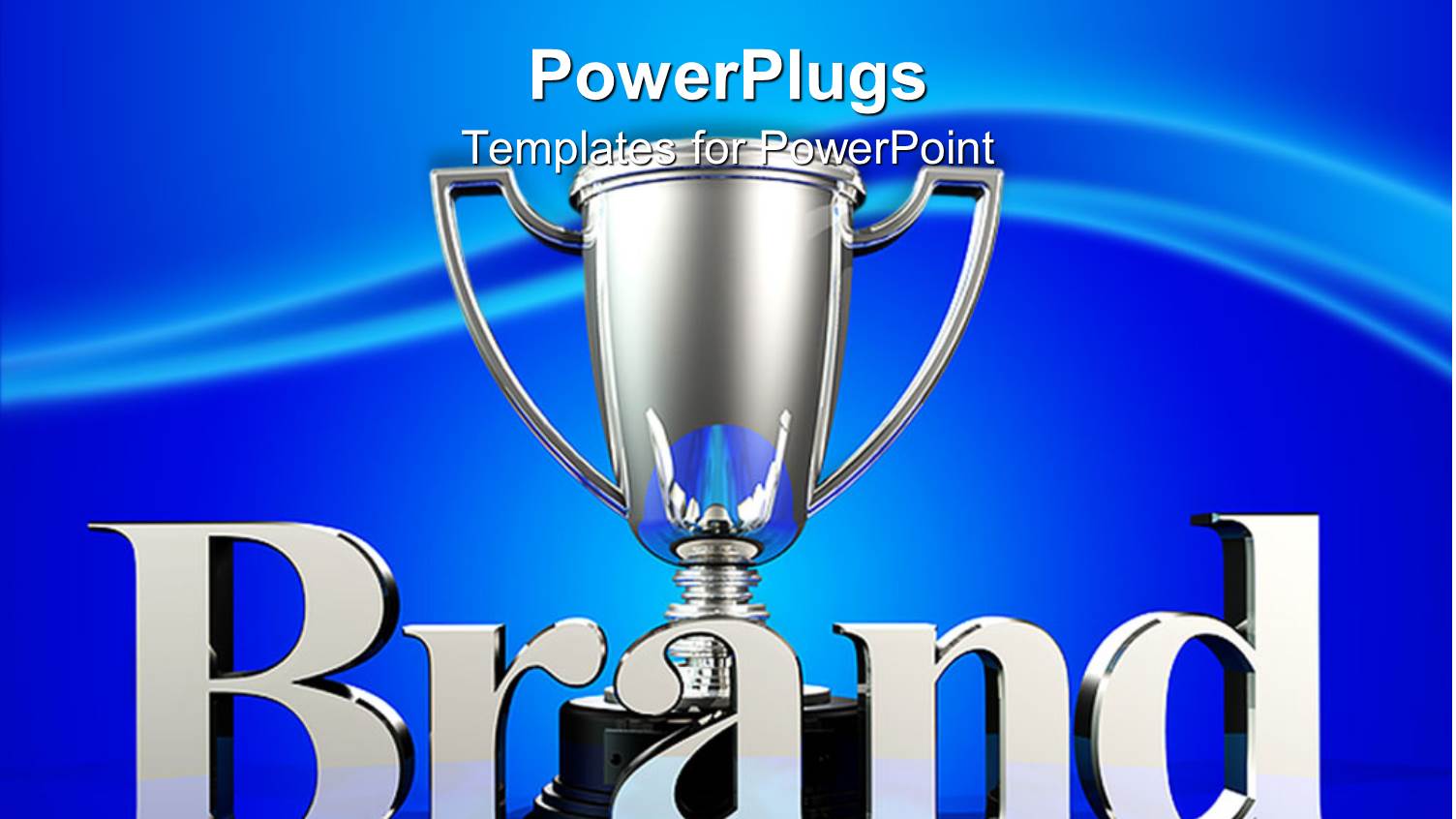 Silver Trophy Cup for Brand Winner on Blue Background