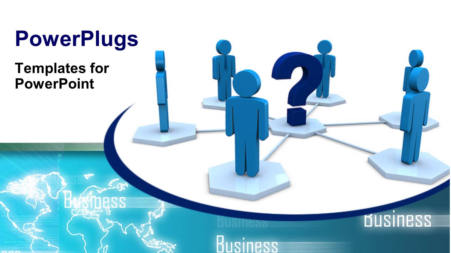 Six 3D Men Circle Round large Question Mark Symbol in Middle