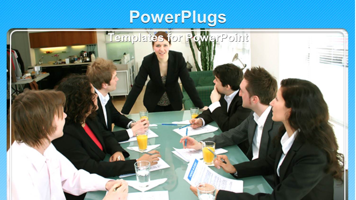 Six Business Men and Women Having a Meeting with a Leader