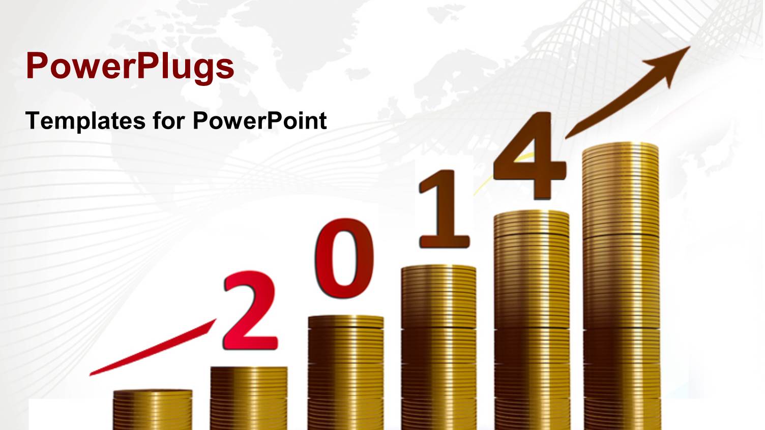 Six Piles of Gold Coins with an Arrow and Figures