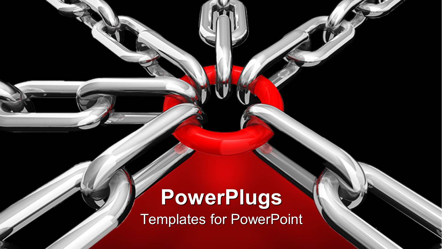 Six Silver Chains Linked on a Red Circle on Red and Black Background