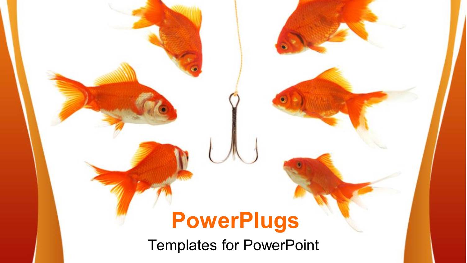 Six Swimming Gold Fishes with a Fishing Hook Between them