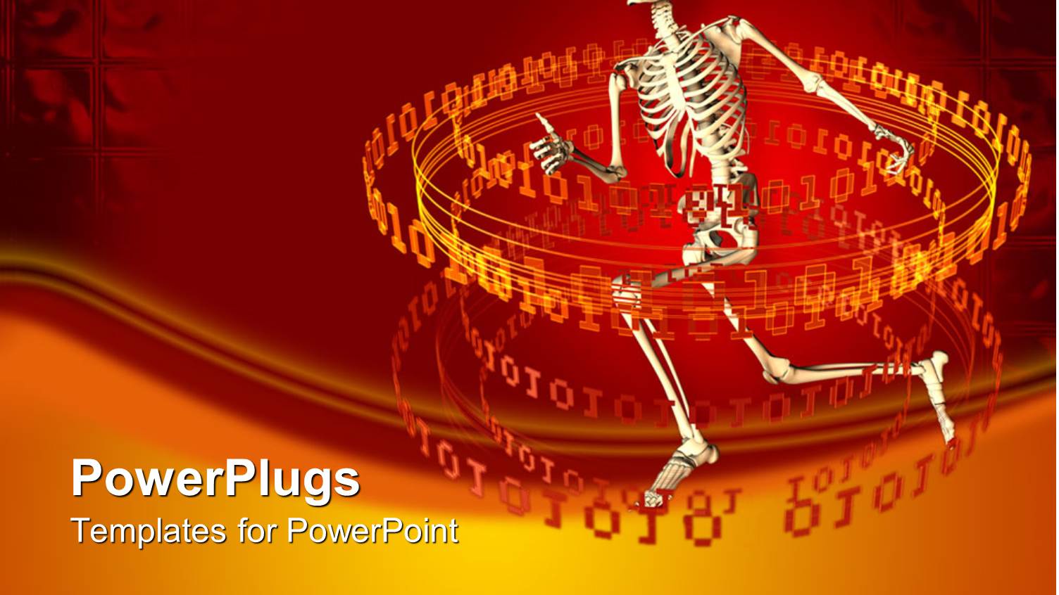 a Skeleton Running Away from a Circle of Binary Numbers