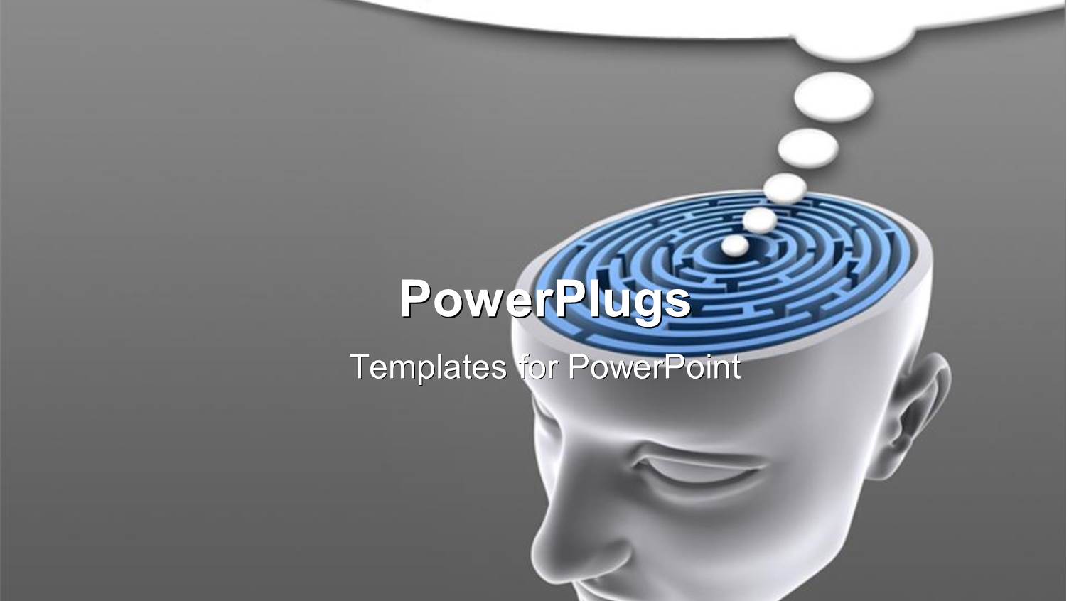 Slice of 3D Human Head with Labyrinth and Bubble Speech THINK