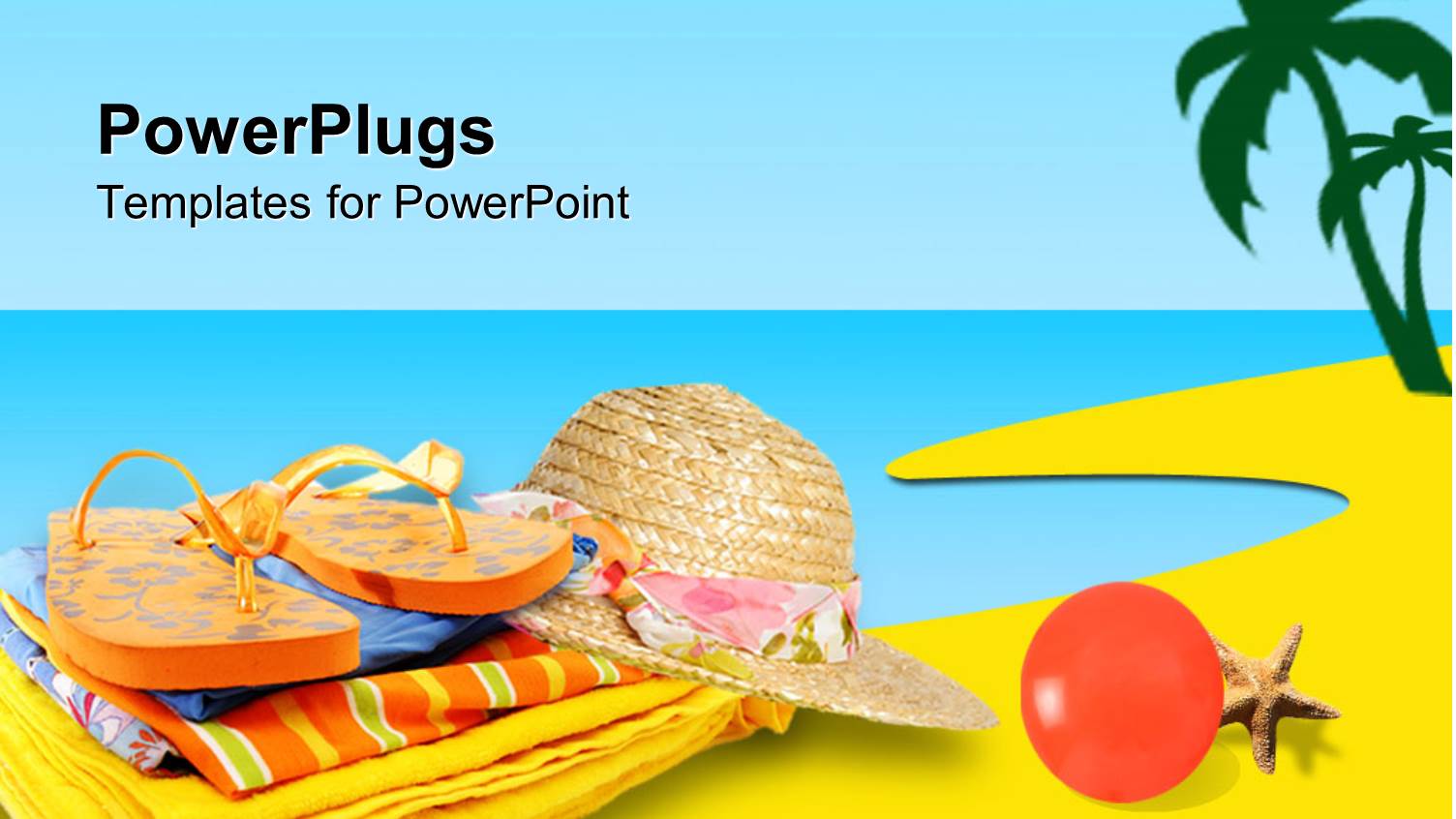 Slipper, Hat, Summer Clothes Placing Near Sea with Blue Sky