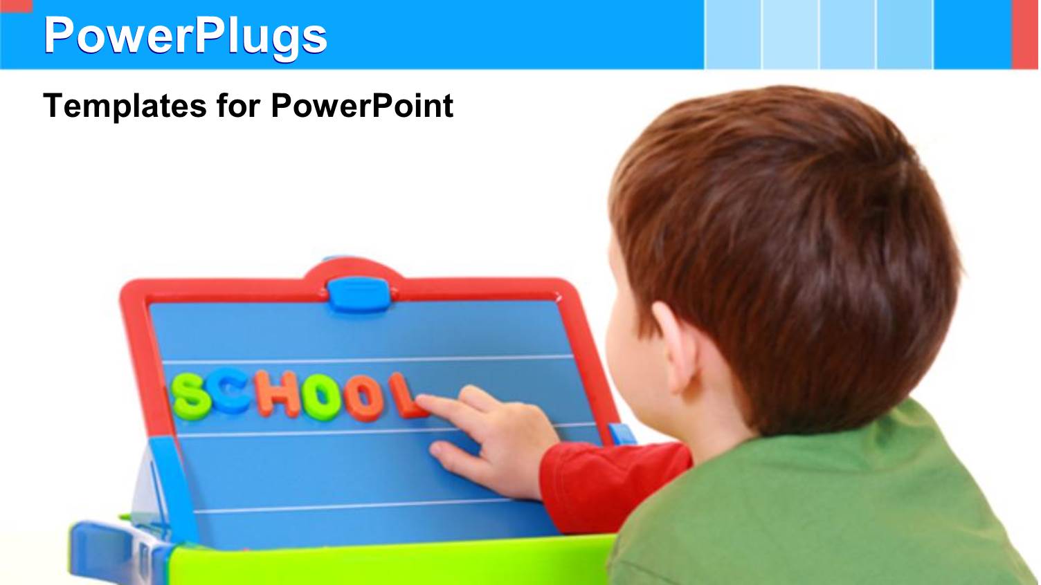 a small Boy Arranging Texts on a Multi Colored Board