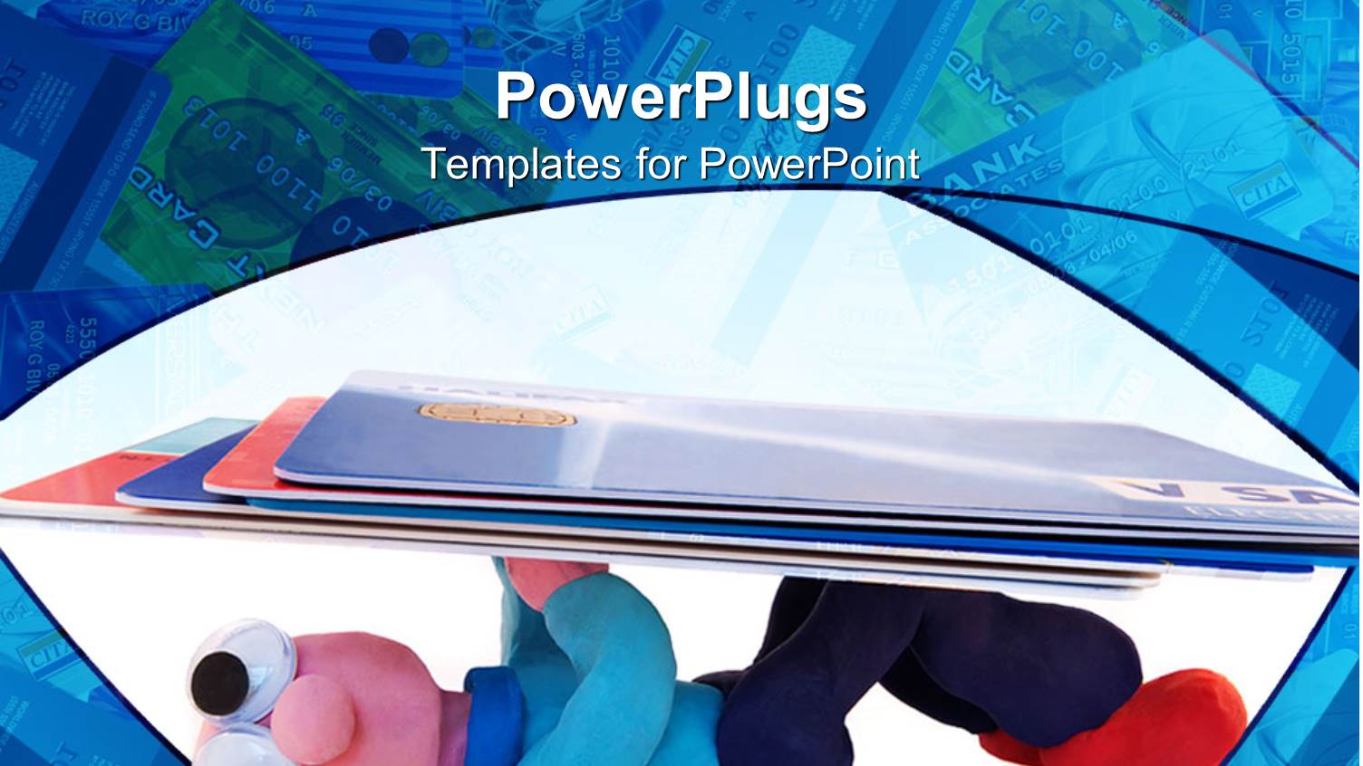 small Clay Model of Man Holding Stack of Credit Cards