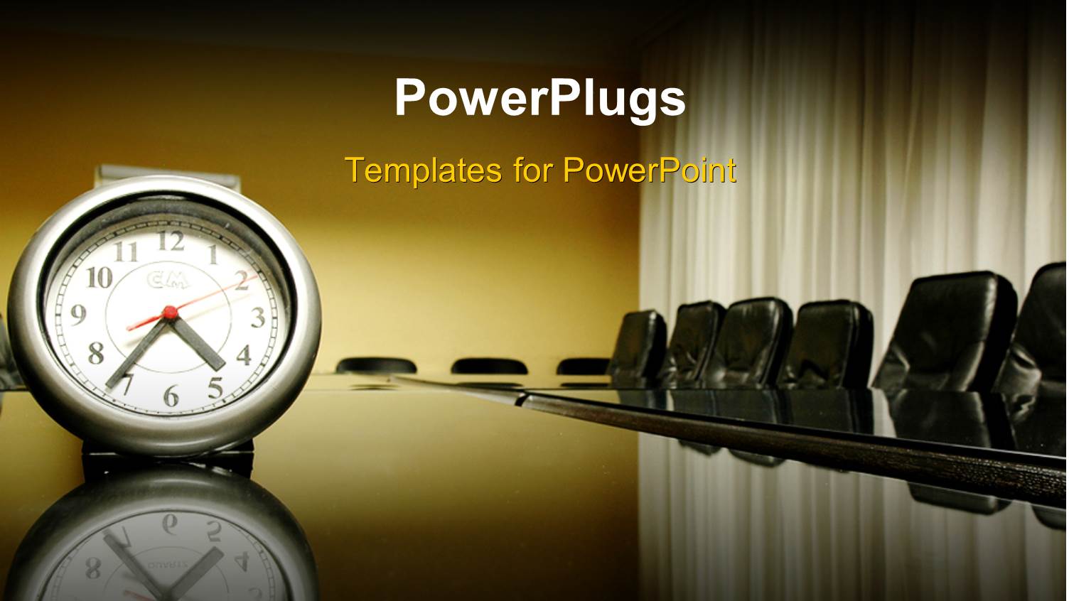 a small Clock in the Middle of a big Conference Table