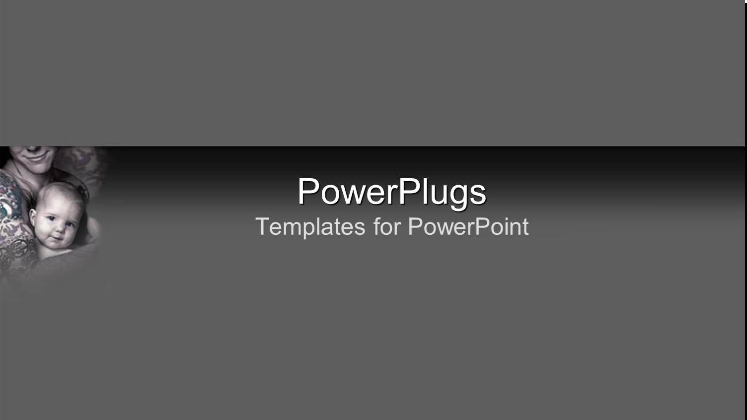 small Depiction of Baby Sitting in Protecting Arms on Gray Background