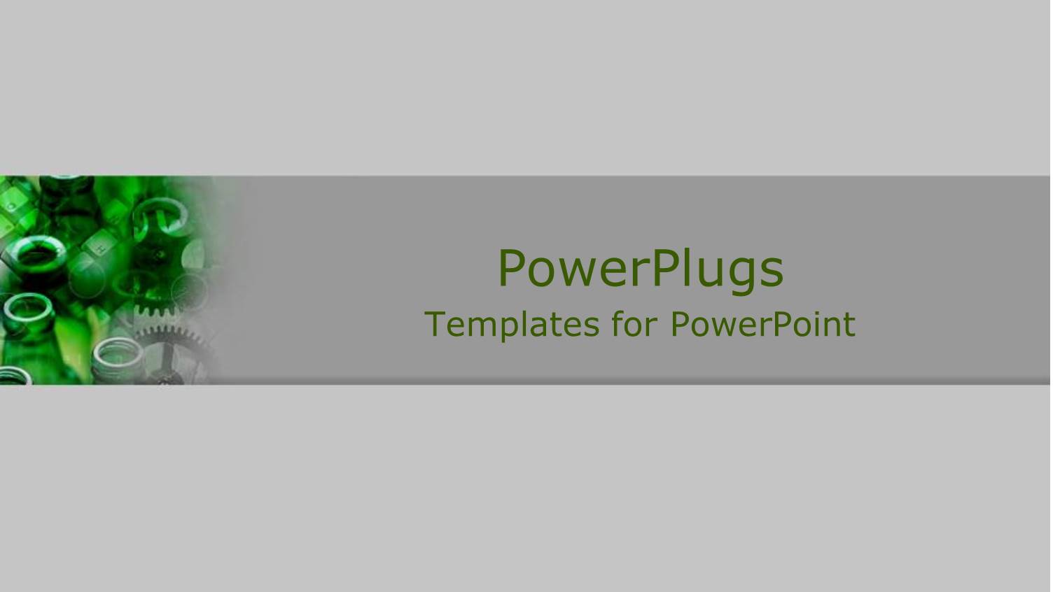 small Depiction of Green and Gray Gears and Bottles on Gray Background