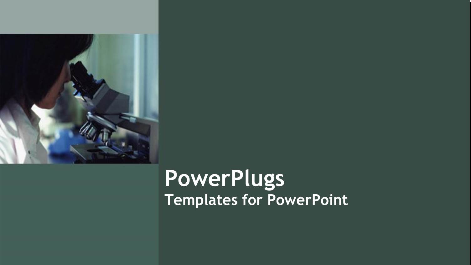 small Depiction of Researcher Woman Looking Through Microscope on Bold Background