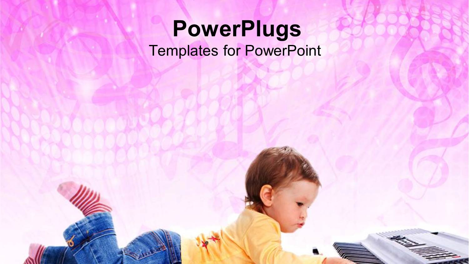 a small Kid Playing a Piano on a Pink Background