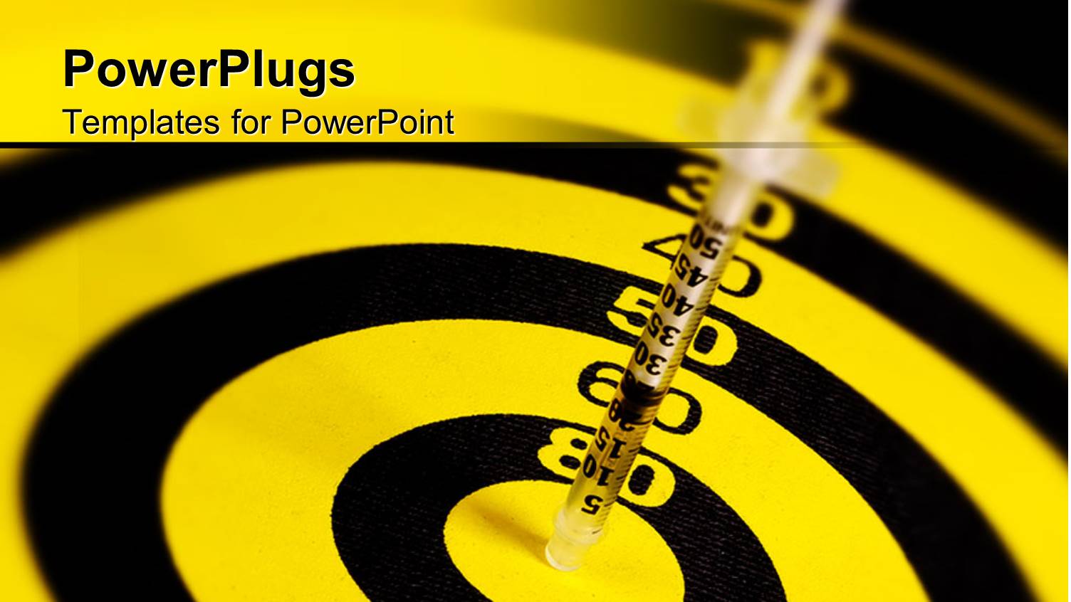 small Syringe at Center of Yellow and Black Dartboard
