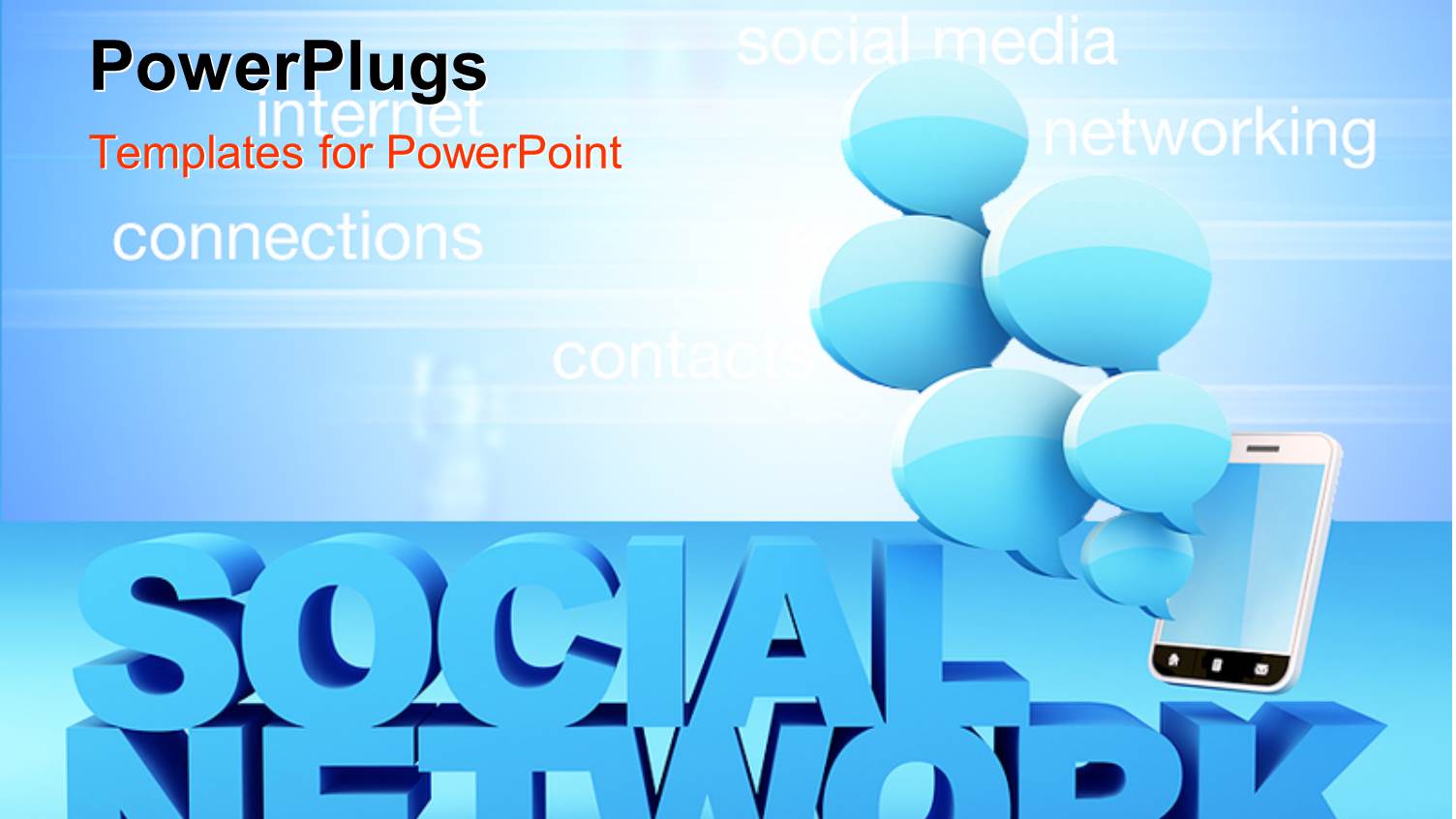 Smartphone with Blue Bubbles and Text SOCIAL NETWORK with Related Terms 