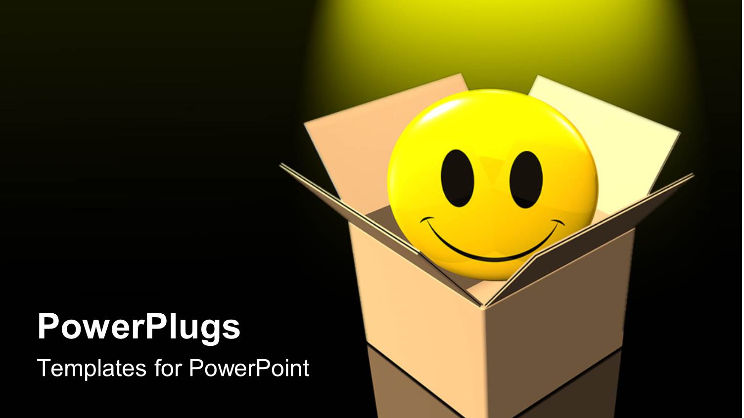 a Smiley Coming Out of the Box with Black Background and Yellow Light
