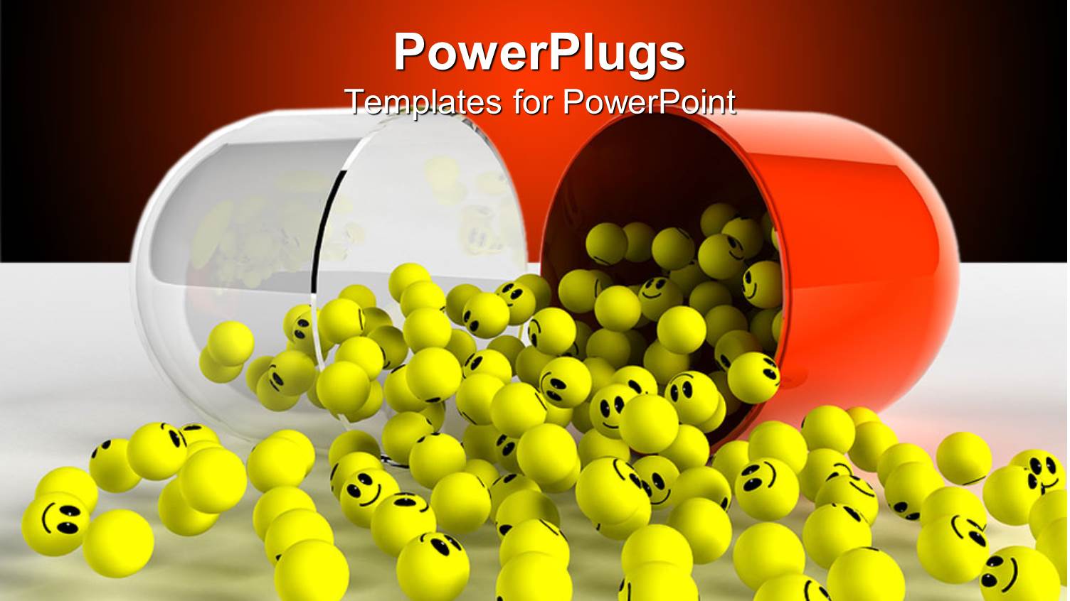 Smiley in Gelulle like a Funny Medicament on White Background