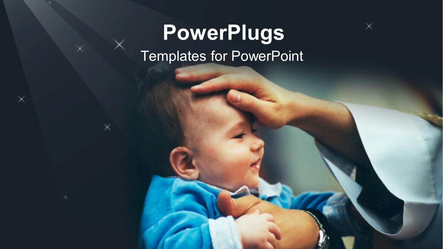 a Smiling Baby with a Hand Blessing him/her