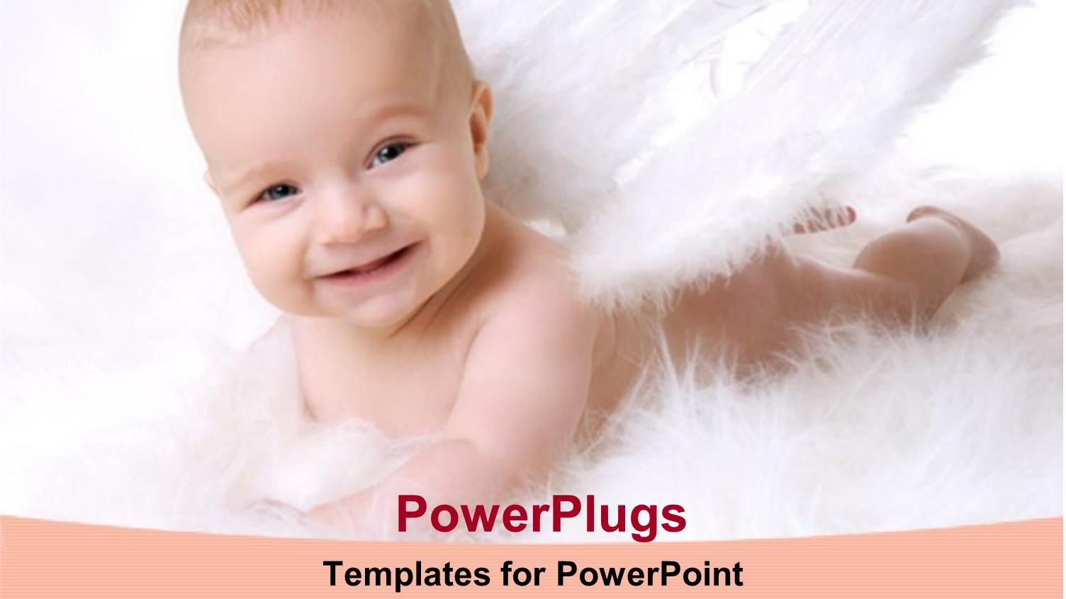 Smiling Baby Lying Down in Angel Costume in White Background