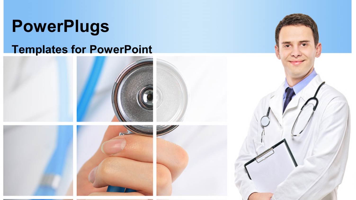 Smiling Doctor with Stethoscope Around Neck and Examining Note