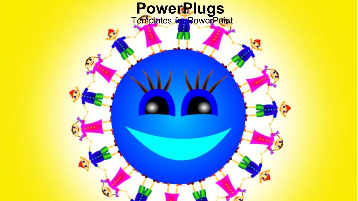 Smiling Globe Surrounded by Children Holding Hands