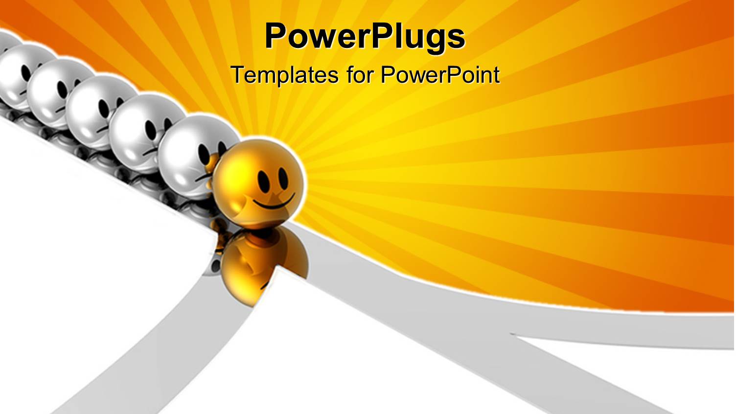 Smiling Gold Figure Leading Line of Frowning Silver Figures Down Forked Path