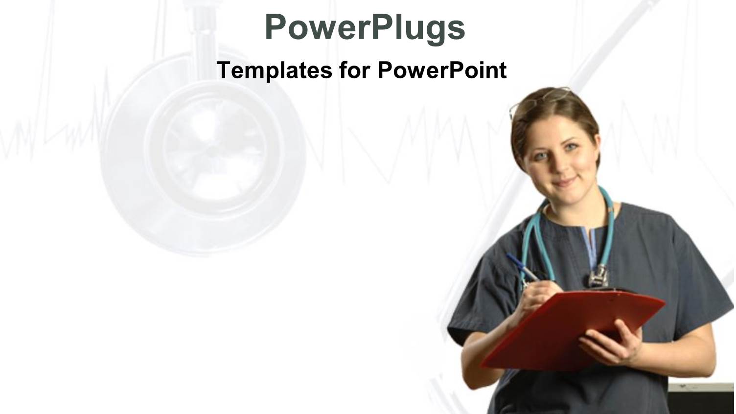 Smiling Nurse Taking Patient Notes on White Background with Heart Pulse