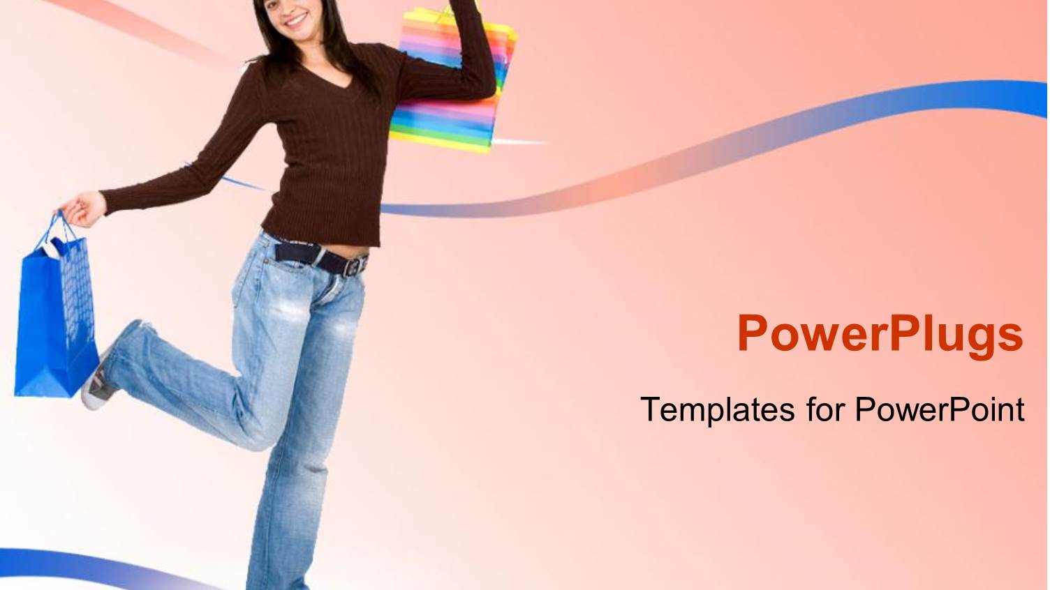 Smiling Woman Holding Shopping Bags on Pink Background