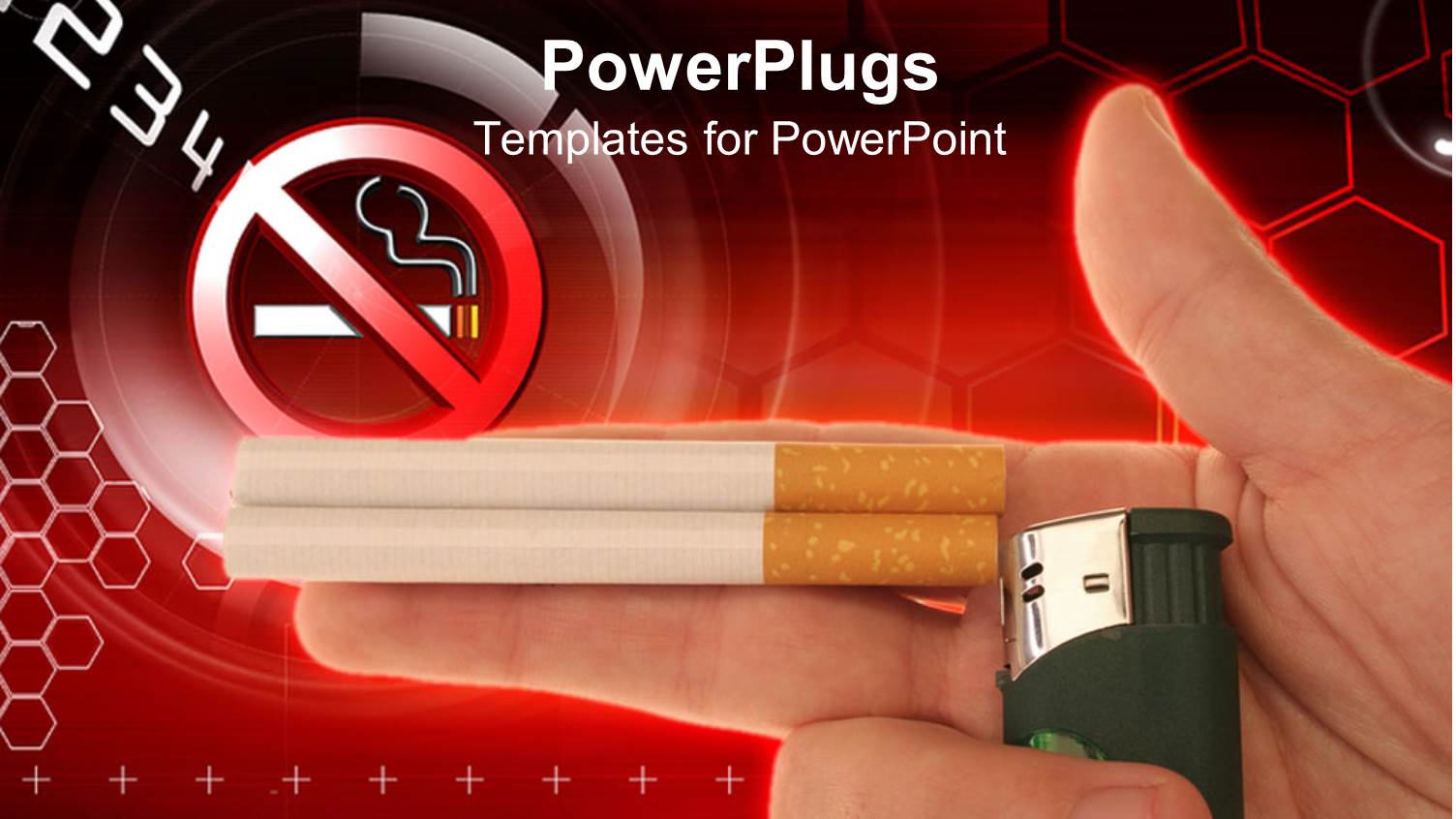 no Smoking Sign, Two Cigarettes and Lighter in Man Hand, Hand with Cigarettes and Lighter Depicting Model of a Gun