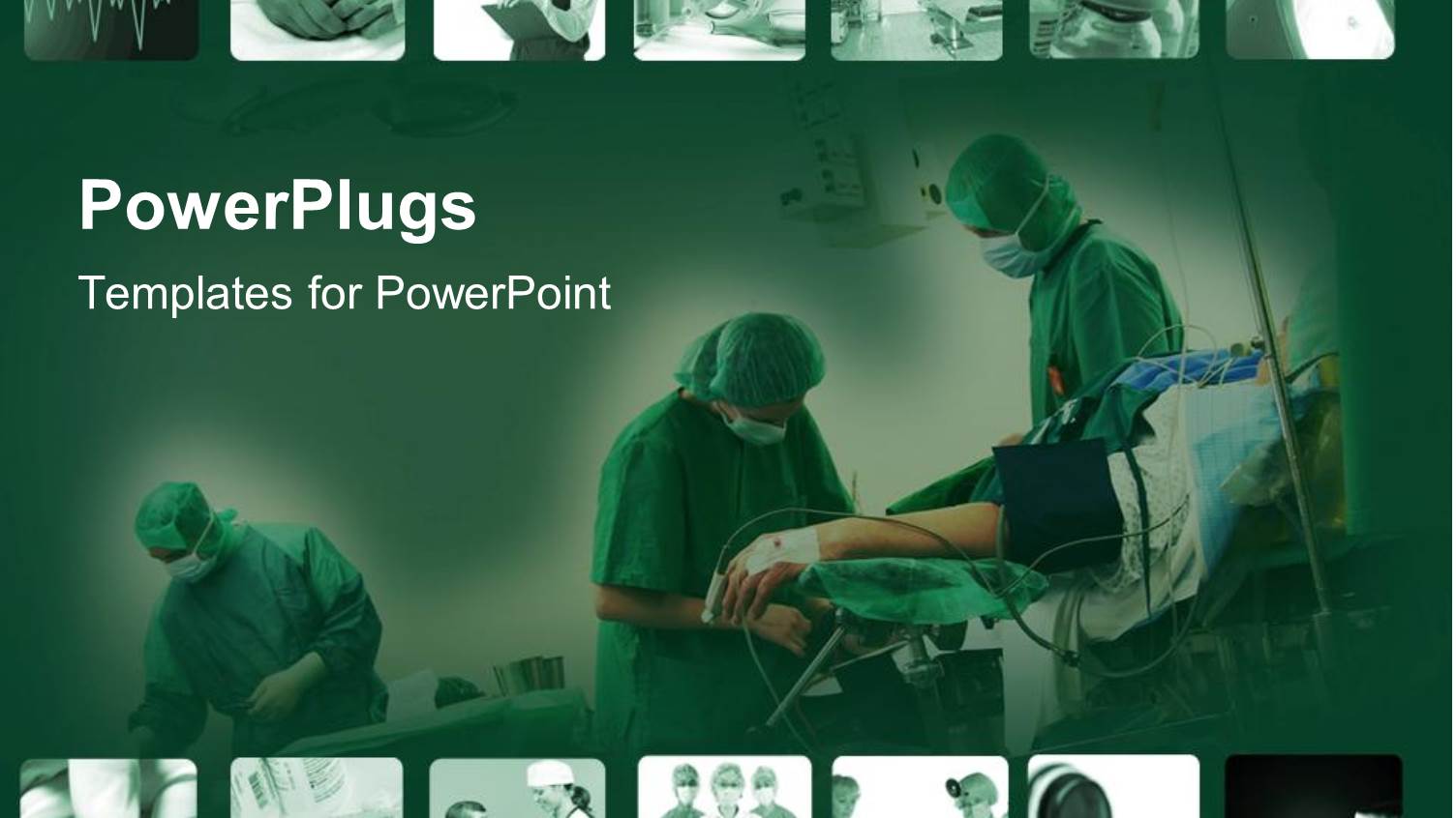 Snapshots of Time in Hospital with Surgery and Doctors on a Green Background