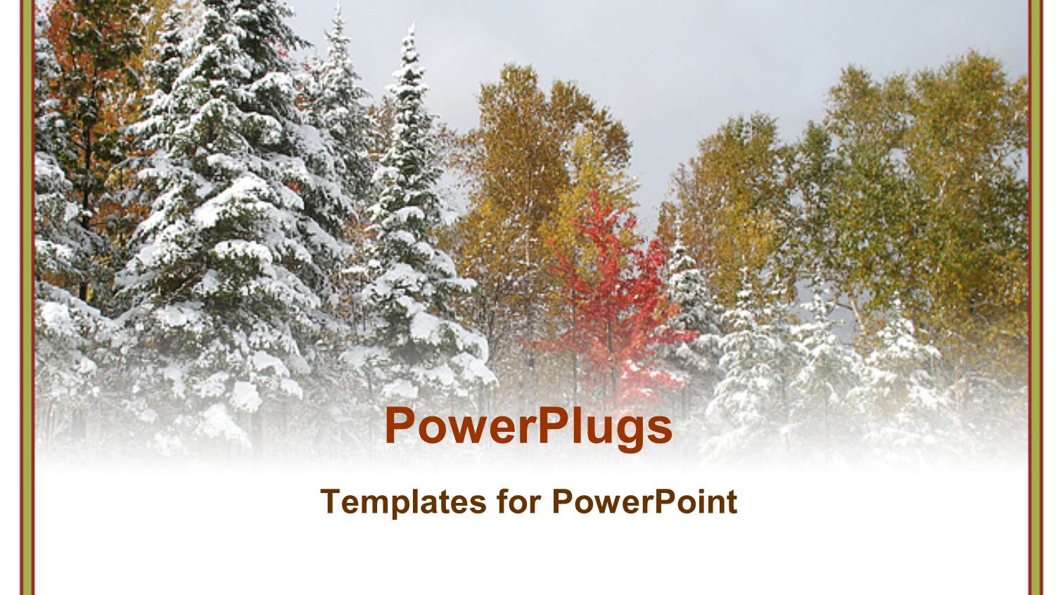 Snow Fall in Autumn with Grey Colored Sky