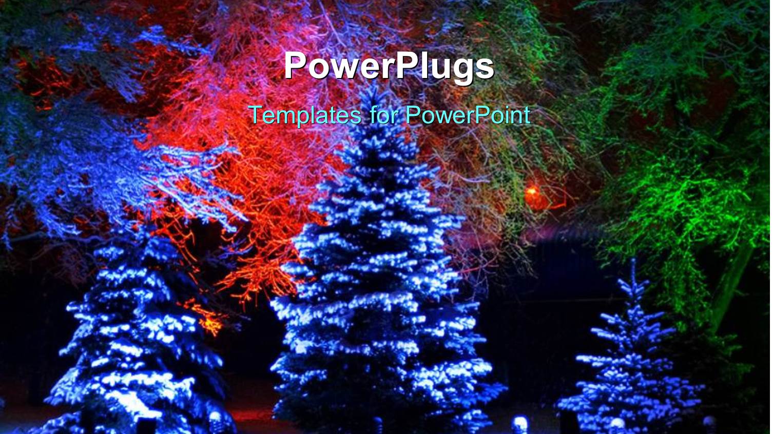 Snow Falling on Christmas Tree with Beautiful Lightning and Flowers in Background 