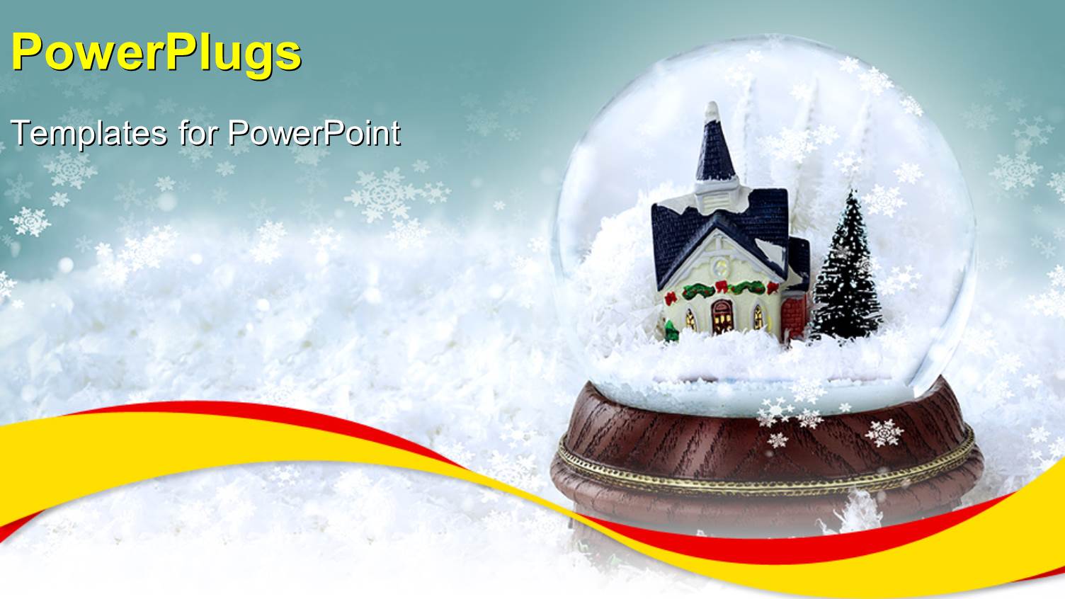 Snow Globe with Church and Christmas Trees Inside. Copy Space Available