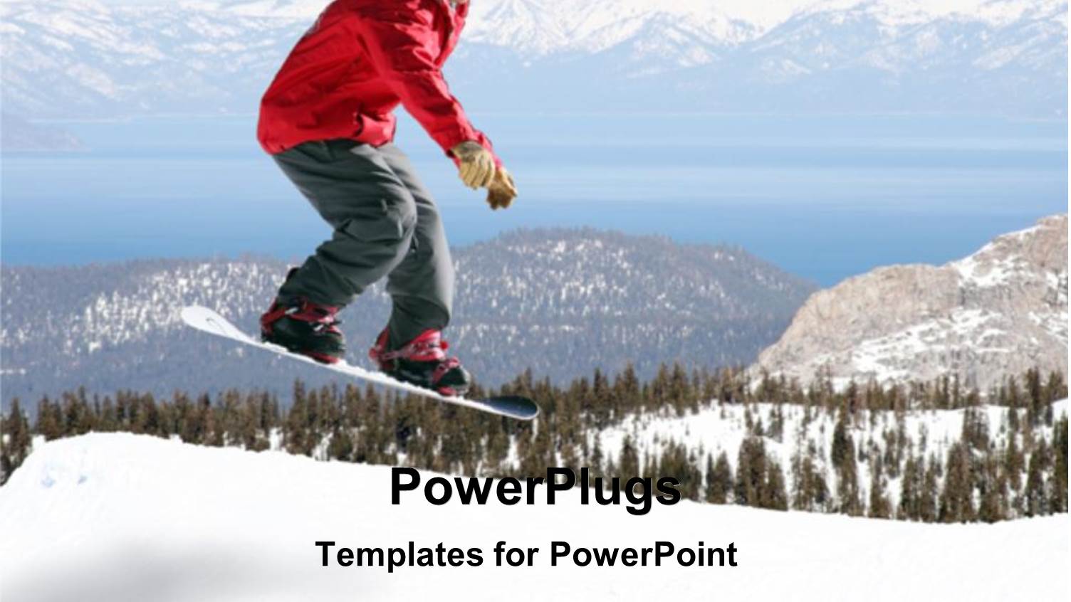 Snowboarded Jumping on Snowy Scenery with Mountains and Trees