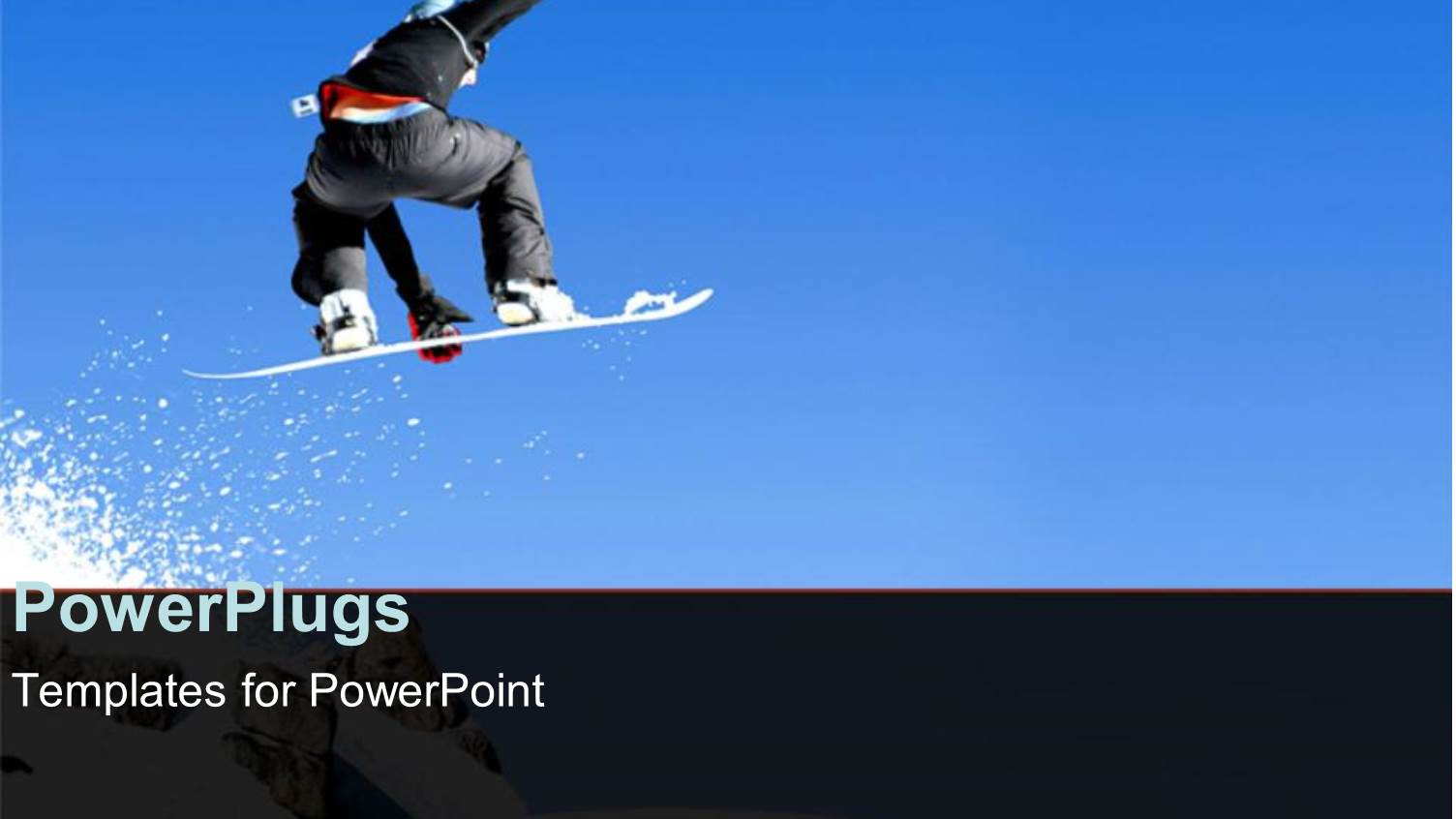 Snowboarder Jumping Over Snowy Mountain, Blue Sky