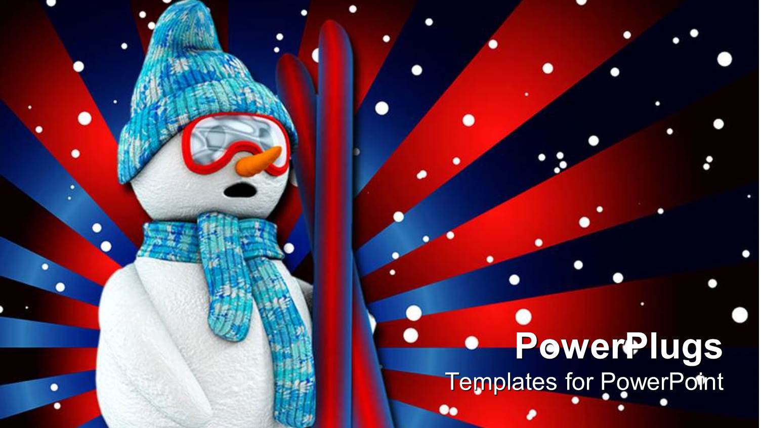 a Snowman with Red and Blue Lines in the Background