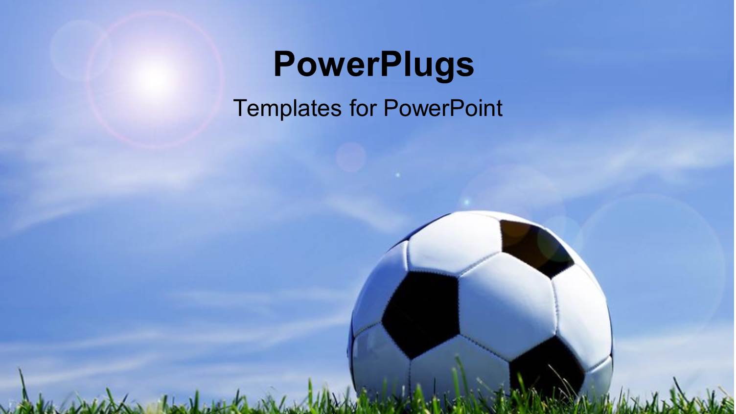 Soccer Ball on Grass Depicting Sports Concept with Beautiful Blue Sky