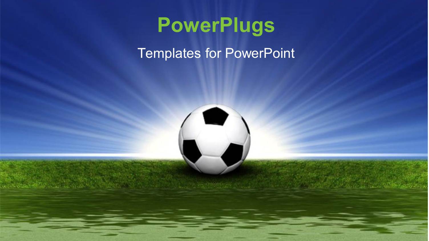 Soccer Ball on Green Grass with Light Rays