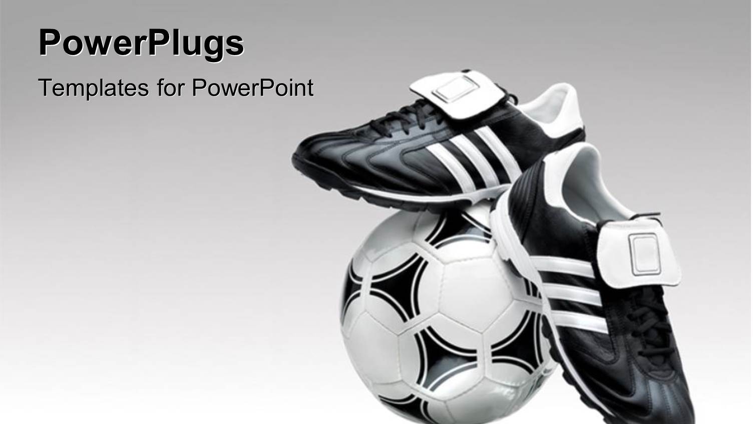 Soccer Footwear and Ball Over a Grey Gradient Background
