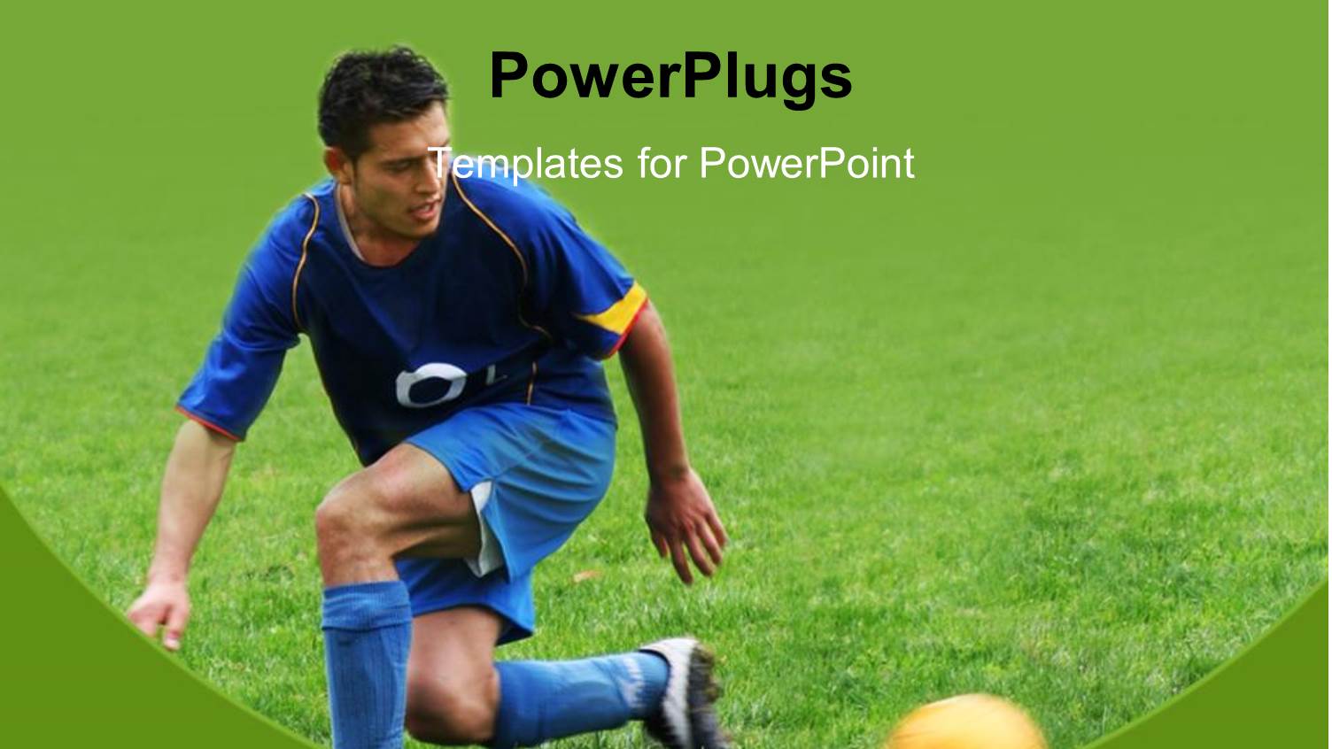 Soccer Player Hitting the Ball on Grass with Green Color