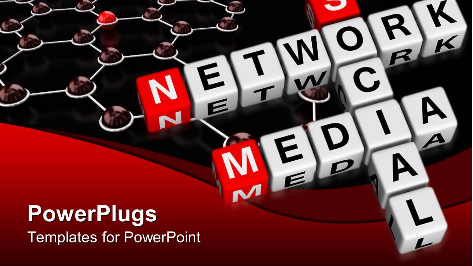 Social Media Network Words Crosswords on White and Red 3D Blocks