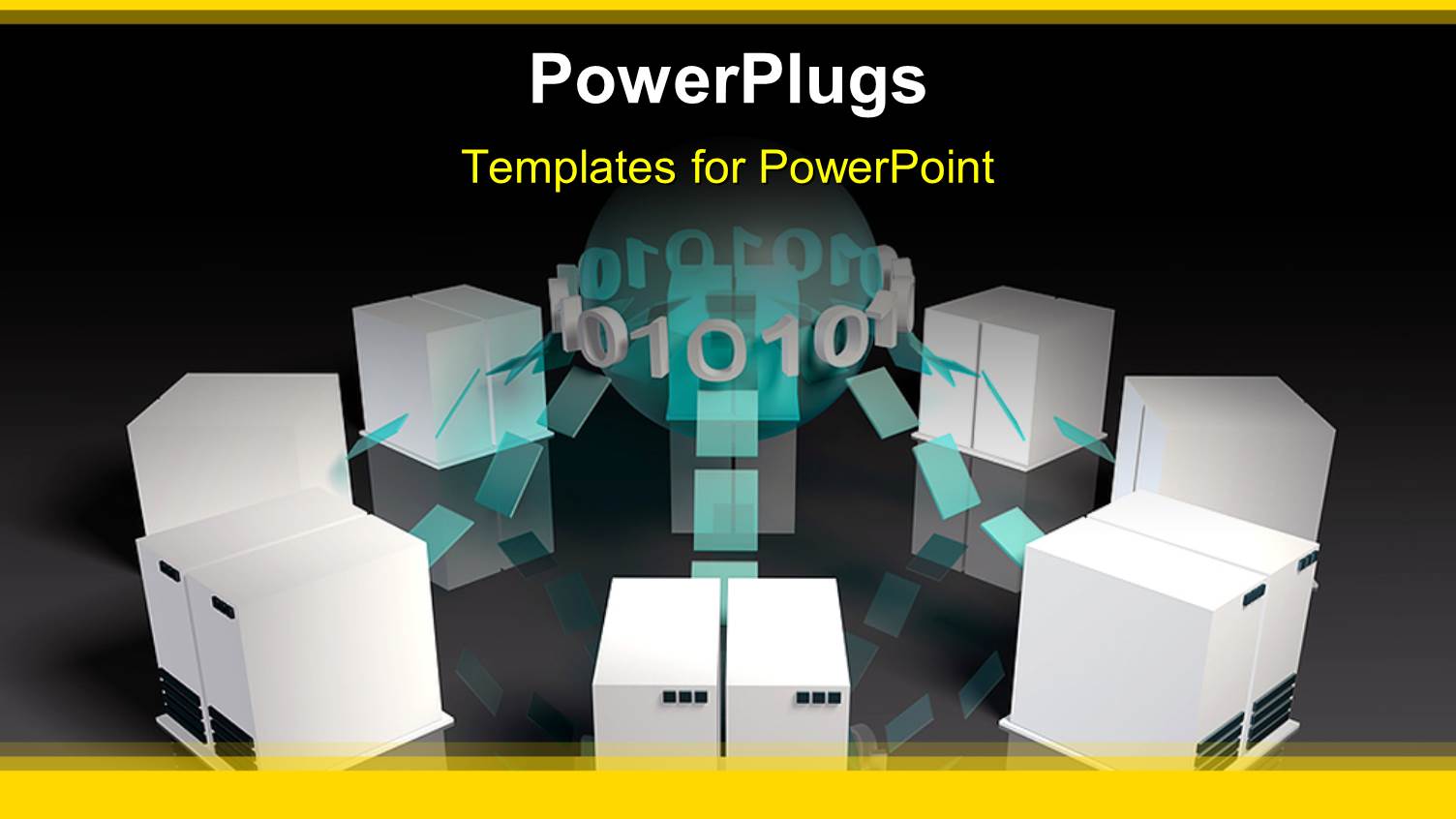 Eight White Colored Media Servers Joined with Arrows